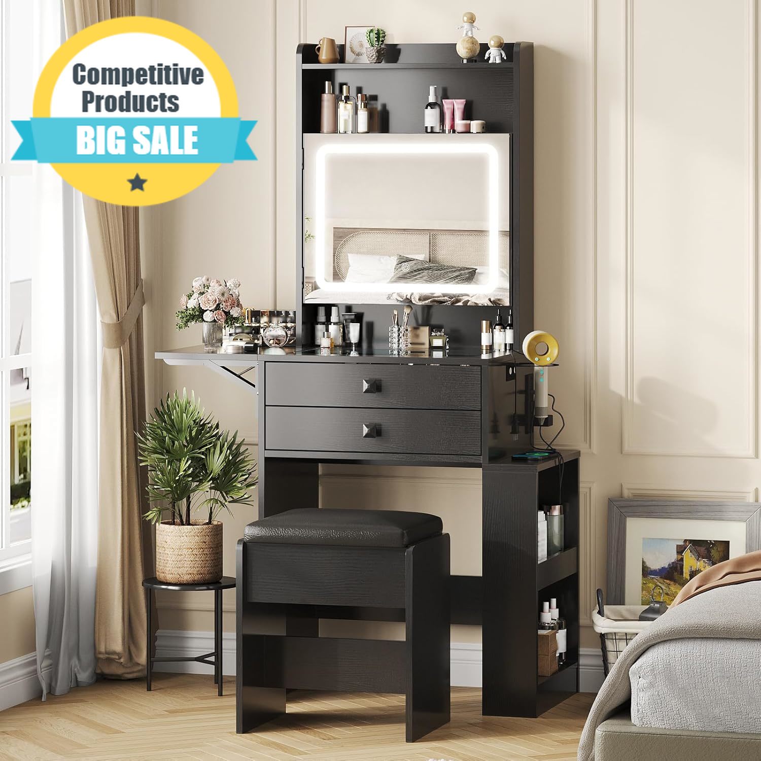 Petit bureau de maquillage, mi - Desk Setup Charging Station avis et prix