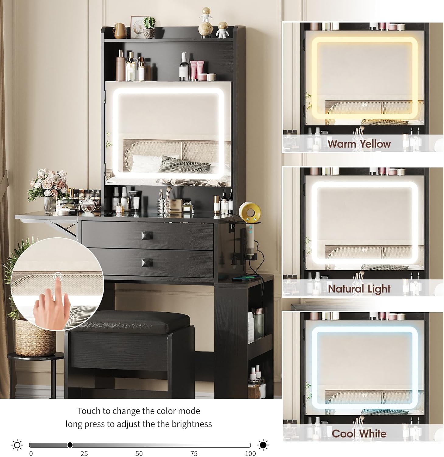 Petit bureau de maquillage, mi - Desk Setup Charging Station avis et prix