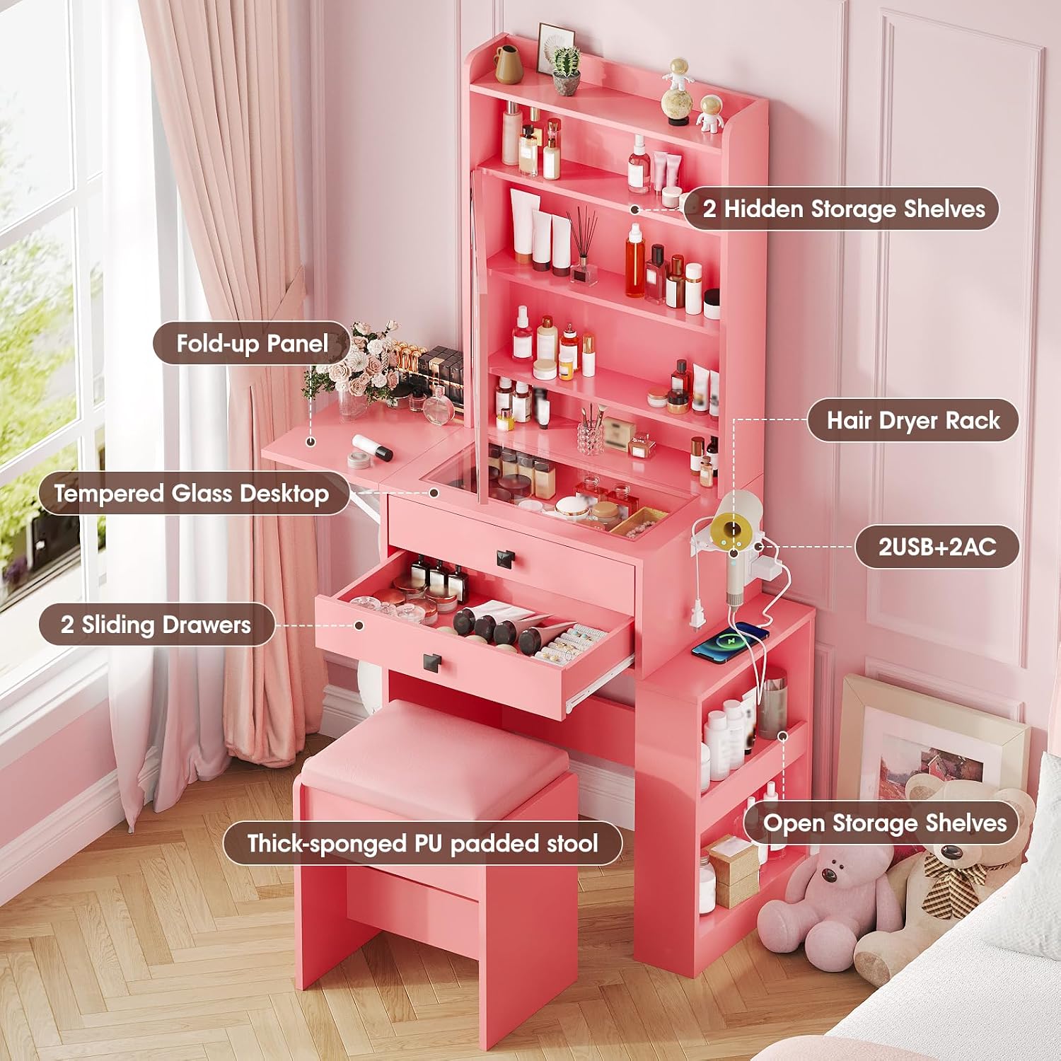 Petit bureau de maquillage, mi - Desk Setup Charging Station avis et prix