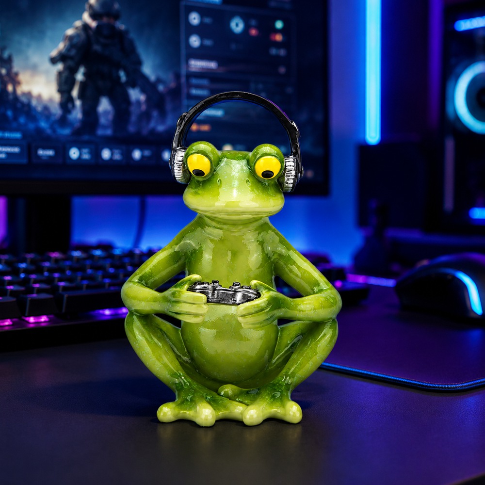 Statue de grenouille amusante  - Desk Setup Headphones avis et prix