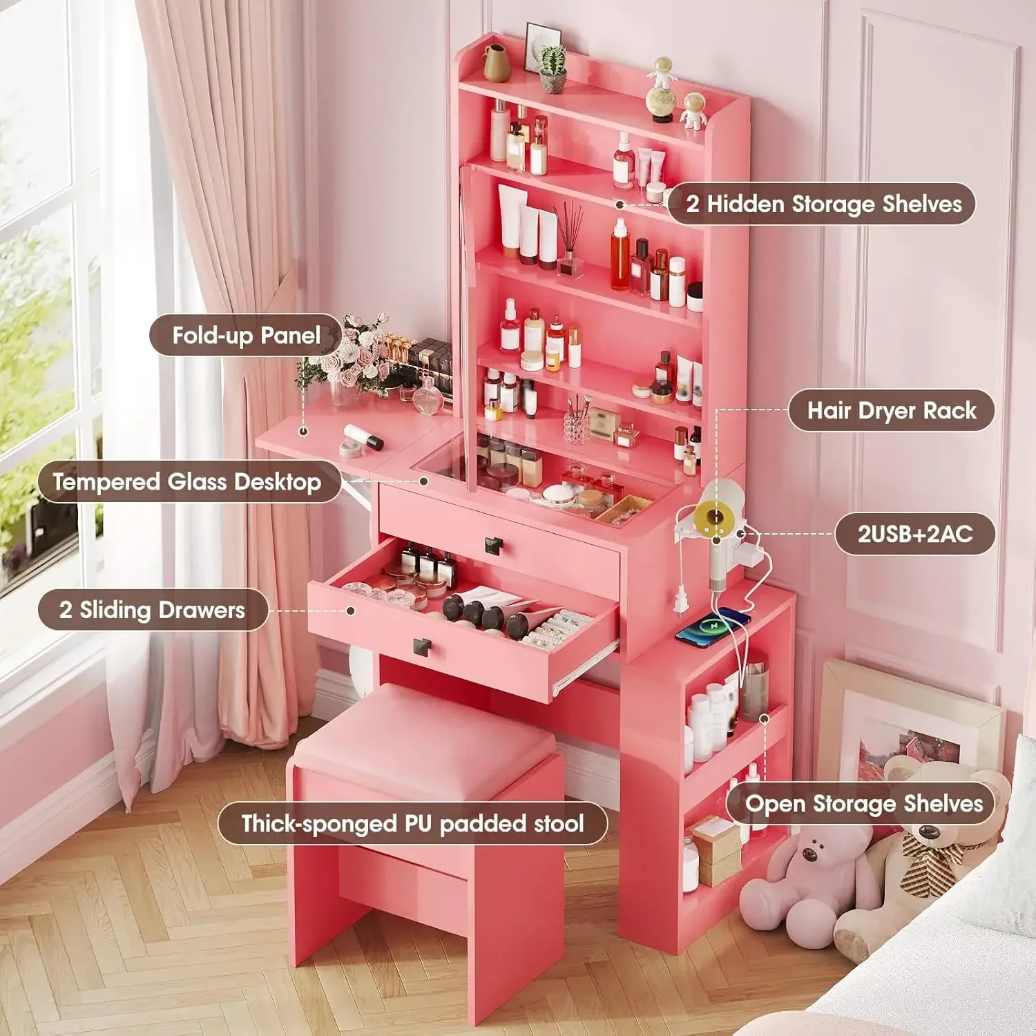 Petit bureau de maquillage, 3  - Desk Setup Charging Station avis et prix