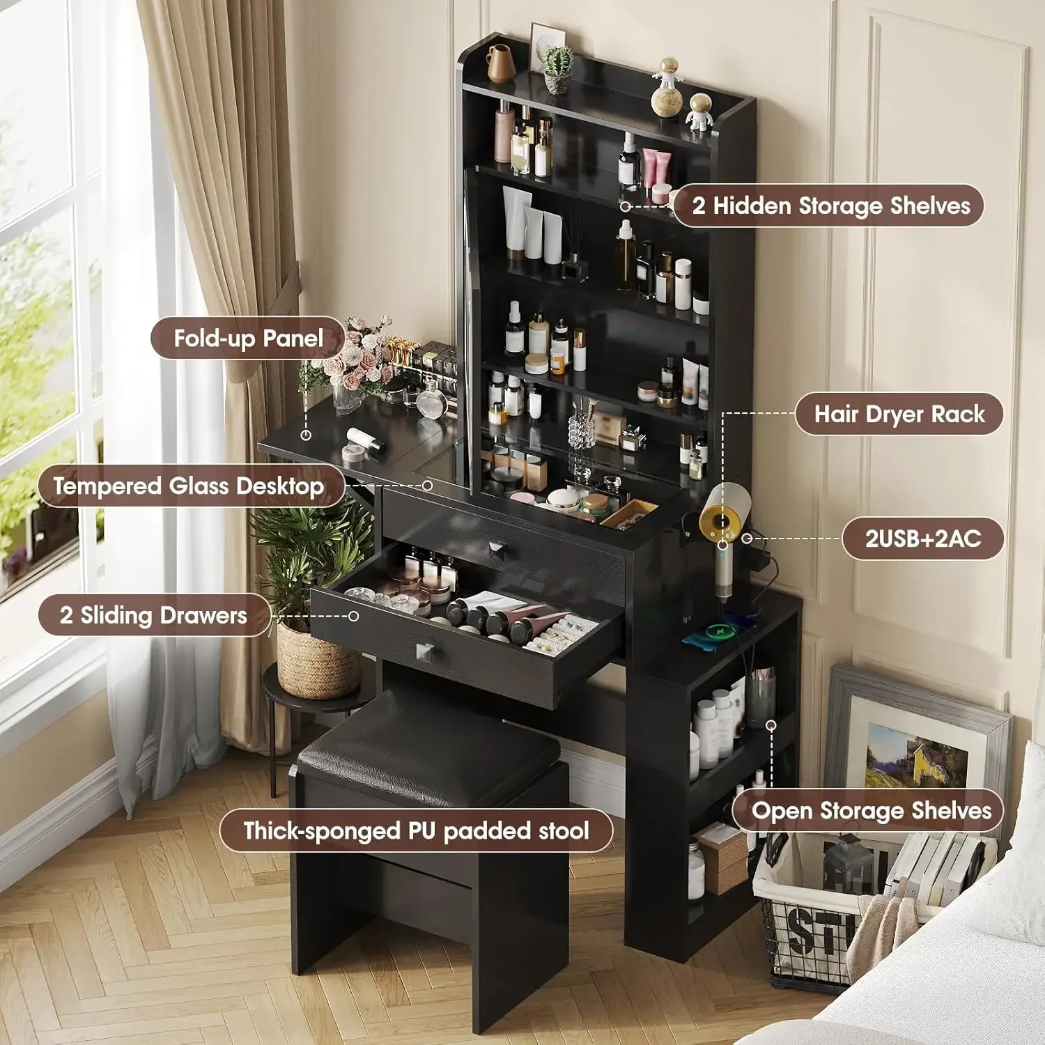 Petit bureau de maquillage, mi - Desk Setup Charging Station avis et prix