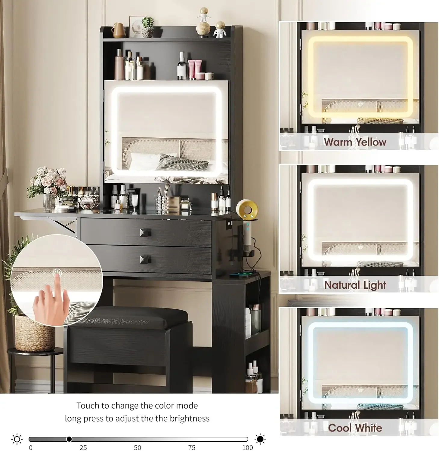 Petit bureau de maquillage, mi - Desk Setup Charging Station avis et prix