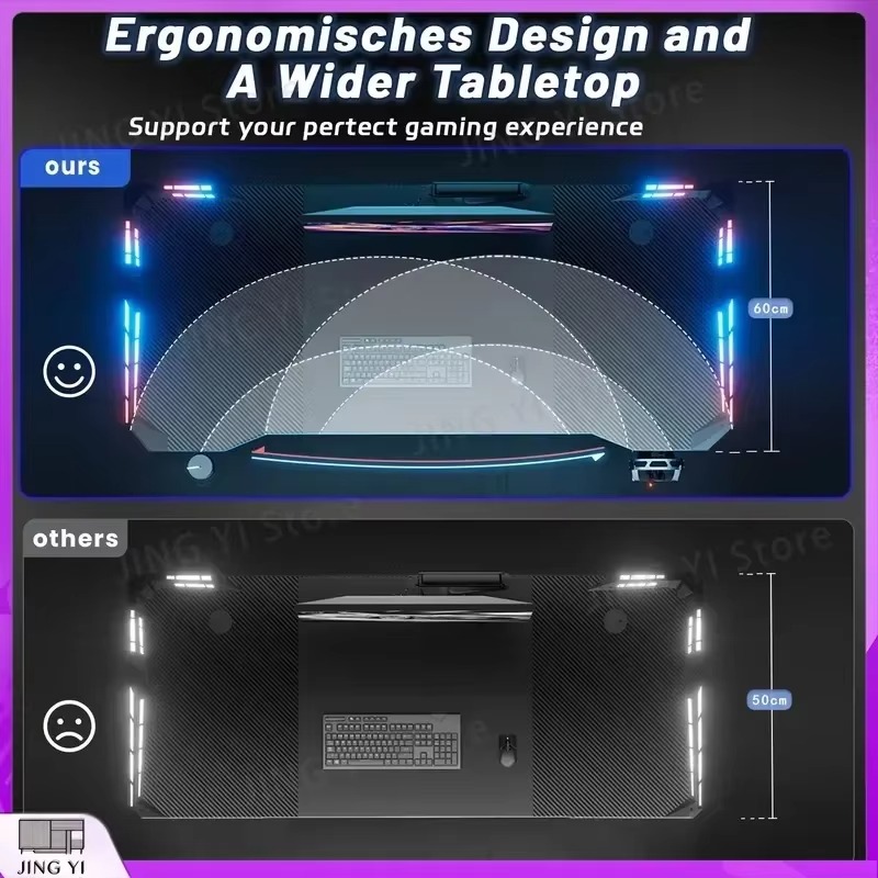 Bureau de jeu avec éclairage L - Desk Setup Headphones avis et prix